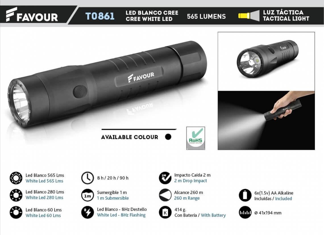 Luz táctica con Led blanco cree de 565 lumens sumergible a un met...