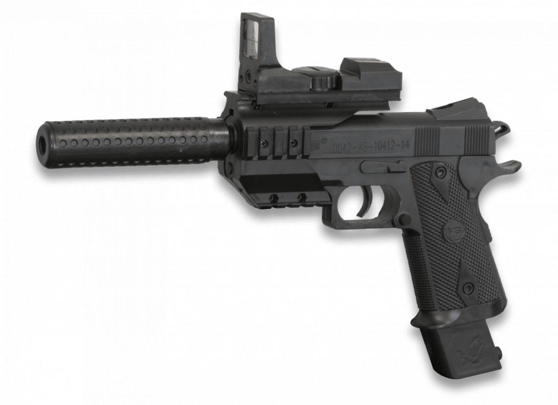 Pistola airsoft con silenciador Cyma de 250 gramos 38235