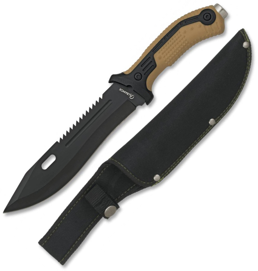 Faca tática Albainox cor coiote com martelo e lâmina de 19,5 cm