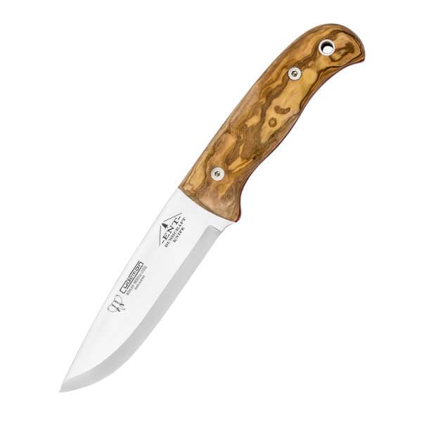 Cuchillo Bushcraft ENT Cudeman con mango de olivo y funda multiposición con kit completo