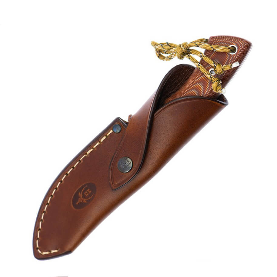 Cuchillo táctico Muela Gavilan C con mango de micarta marrón y hoja de 12,5 cm