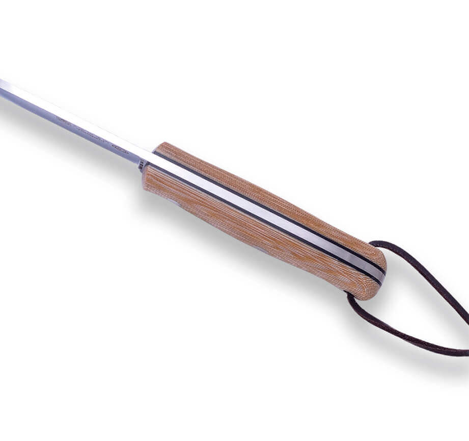 Cuchillo bushcraft Joker BS9 Trampero con mango de micarta beige y hoja de 10 cm