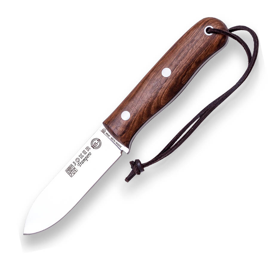 Cuchillo bushcraft Joker BS9 Trampero con mango de madera de noga...
