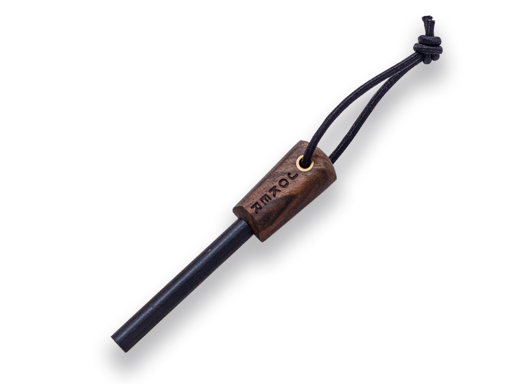 Faca bushcraft Joker BS9 Trampero com cabo em nogueira e lâmina de 10 cm com pederneira