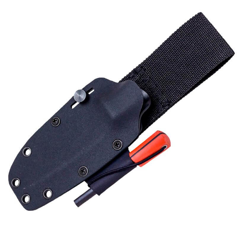 Joker BS9 Lynx con mango de micarta naranja y funda kydex con pedernal