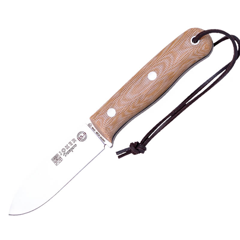 Cuchillo bushcraft Joker BS9 Trampero con mango de micarta beige ...