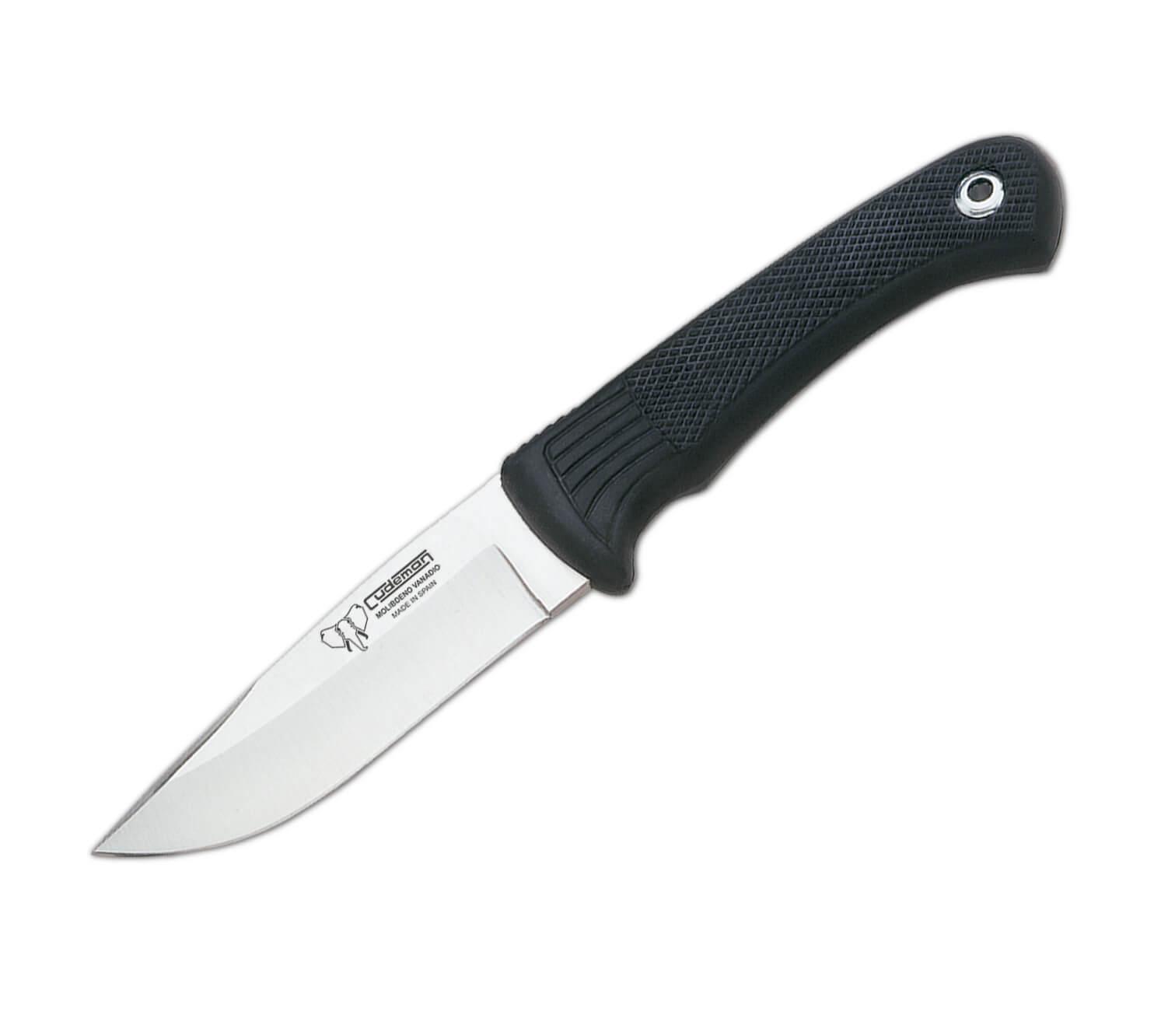 Cuchillo de caza Cudeman con punta clip point 151-H con puño de caucho negro y hoja de 10 cm