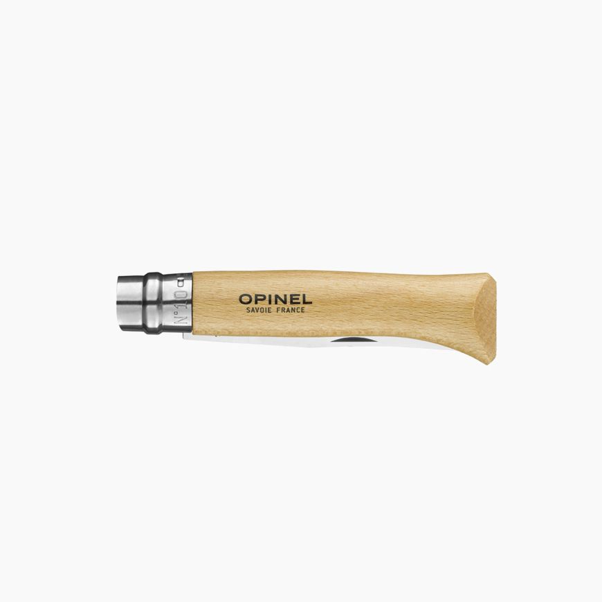 Opinel Nº 10 con hoja de acero inoxidable y mango de madera de haya barnizada
