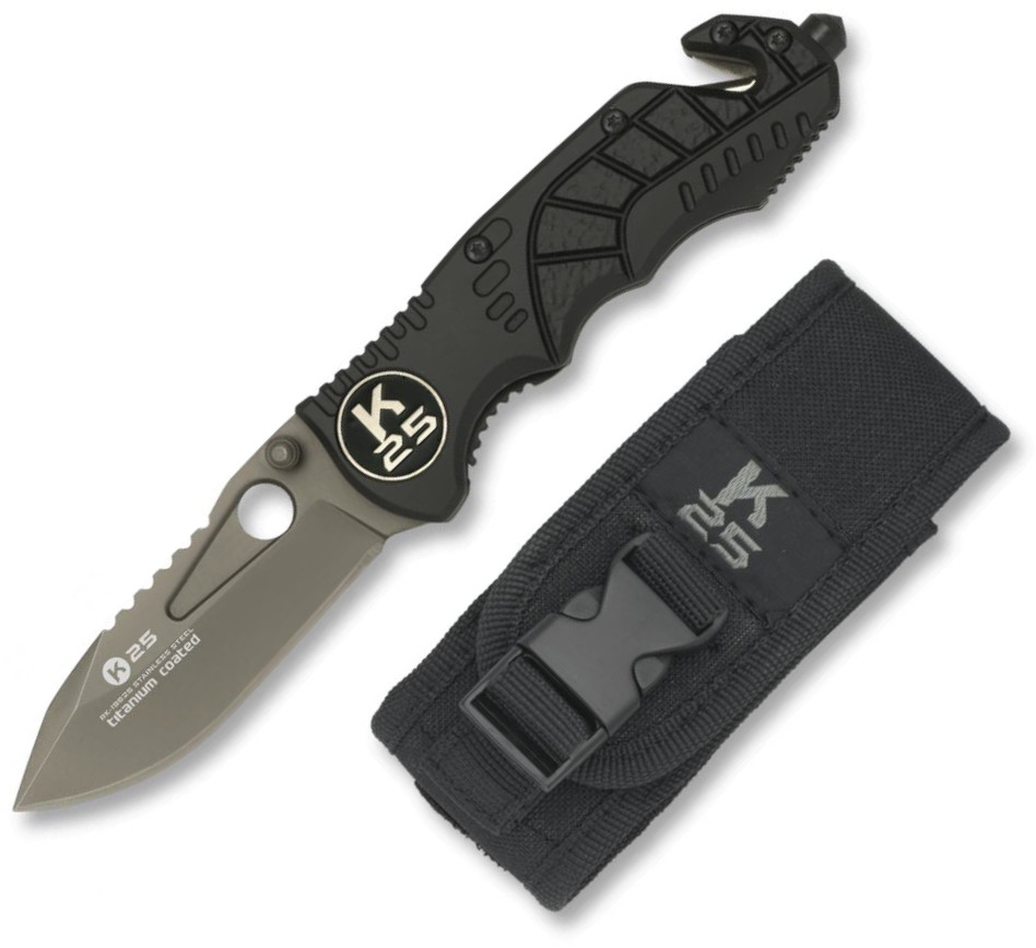 K25 taktisches Taschenmesser mit Gürtelschneider und 6,7 cm titan...