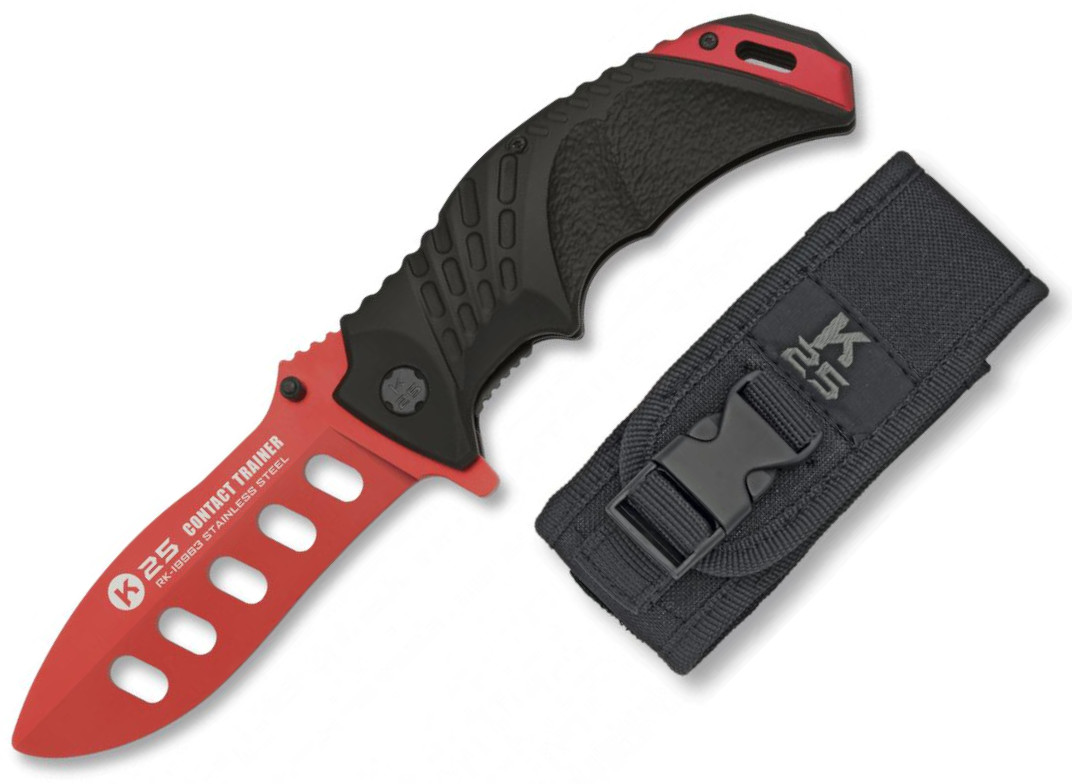 K25 Trainingstaschenmesser mit Nylonscheide 10,10 cm rote Klinge