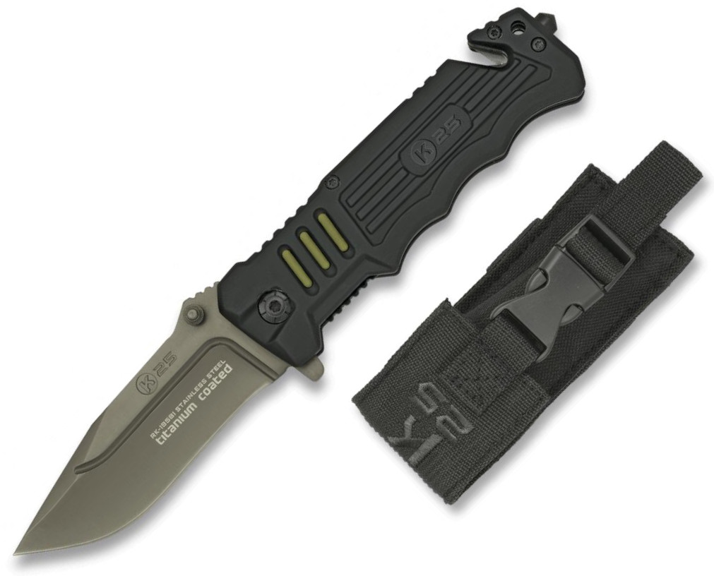 K25 Taschenmesser mit Aluminiumgriff mit Gummieinsätzen und 8,7 c...