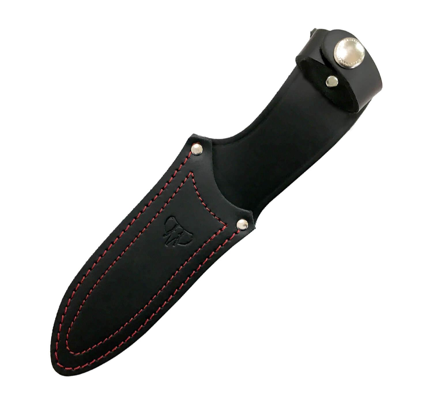 Cuchillo de caza KOTUKO con mango de micarta negra con separadores rojos y hoja de acero MoVa