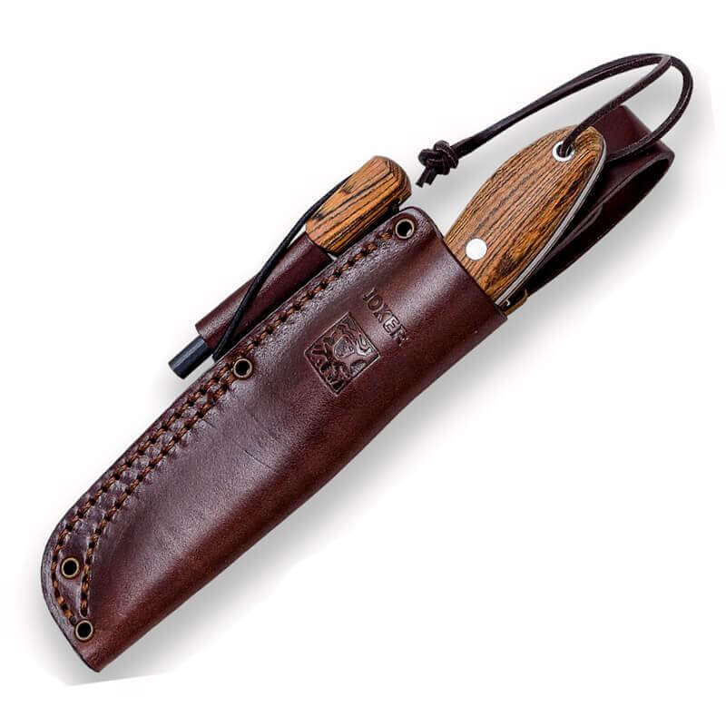 Joker BS9 Canadiense bushcraft knife with bocote wood handle and flint