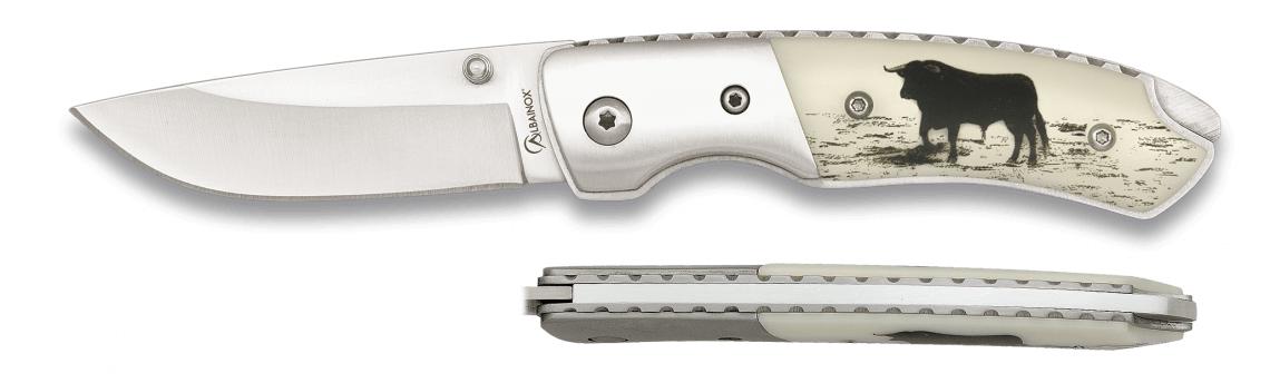 Albainox Deluxe pocket knife decorated with a bull on both sides,...
