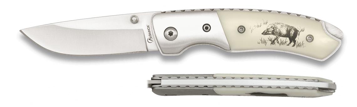 Albainox Deluxe pocket knife wild boar decorated on both sides of...