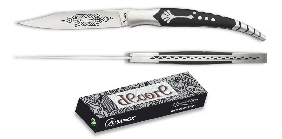 Albainox Decore pocket knife with black ABS scales, ferrule and 8...