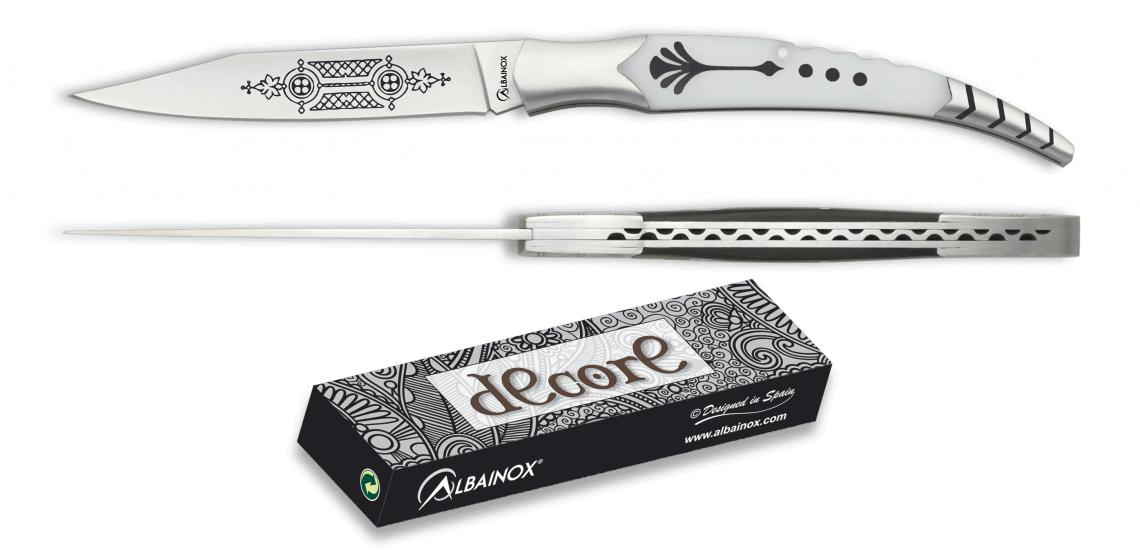 Albainox Decore pocket knife presented in box with white PVC scal...