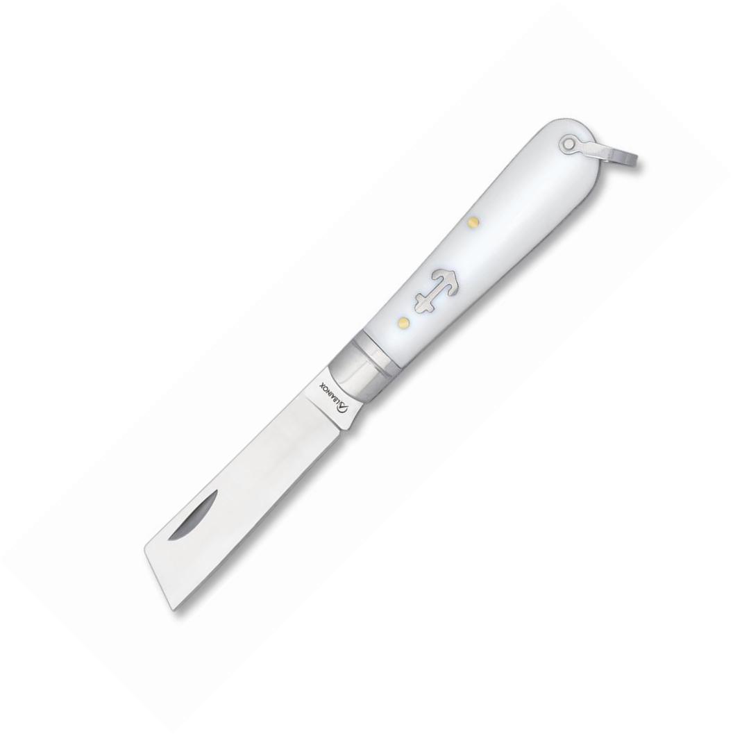Sailor pocket knife with stainless steel ferrule, white ABS scale...