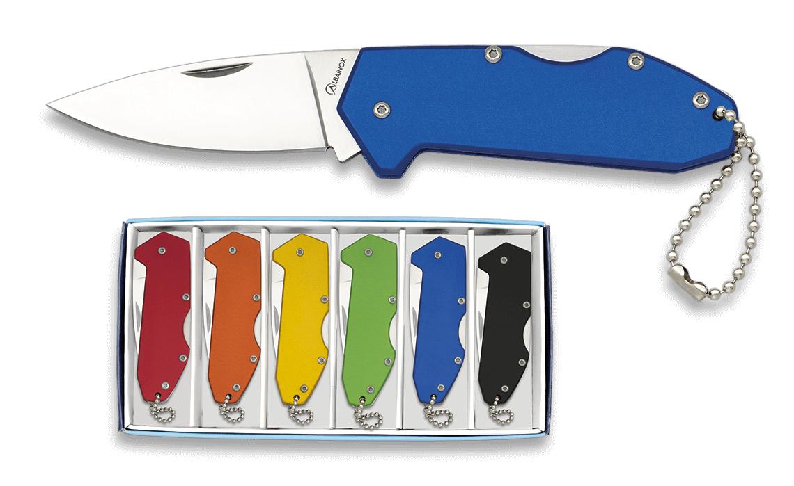 Conjunto de seis canivetes Albainox com cabo de alumínio em cores...