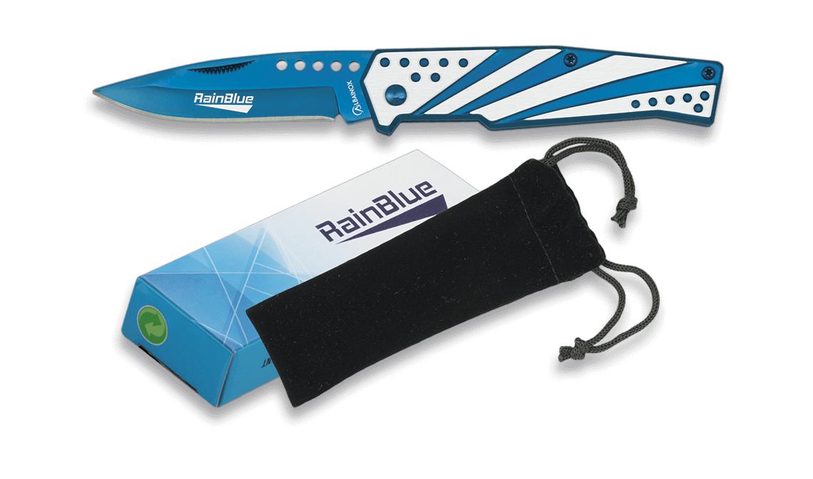 Canivete Rainblue com lâmina de 7,5 cm, trava de pistão e cabo de...