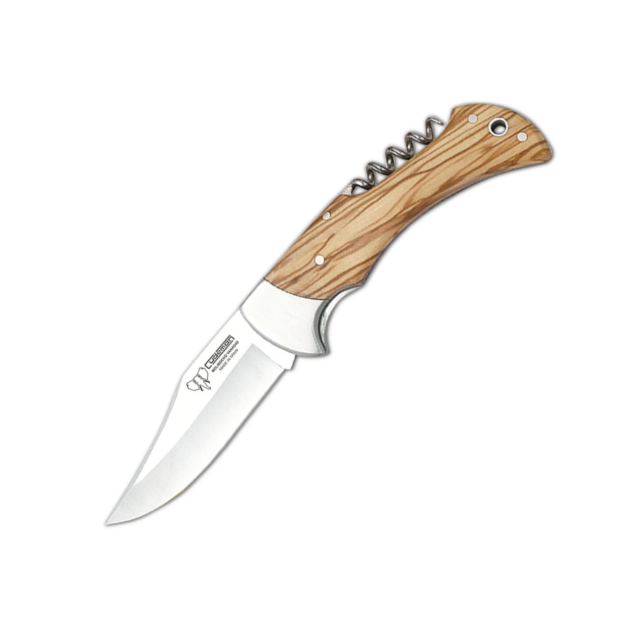 Canivete de caça com reforço Cudeman. Lâmina de 9 cm. cabo de mad...