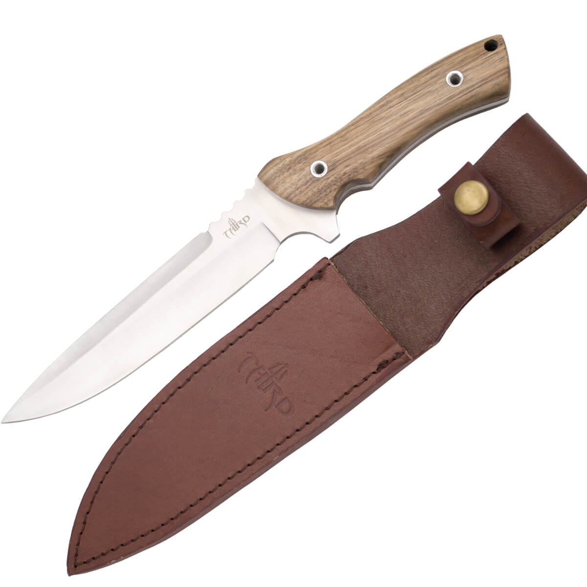 Cuchillo de caza con mango de madera de zebrano y hoja de 18 cm H0257J