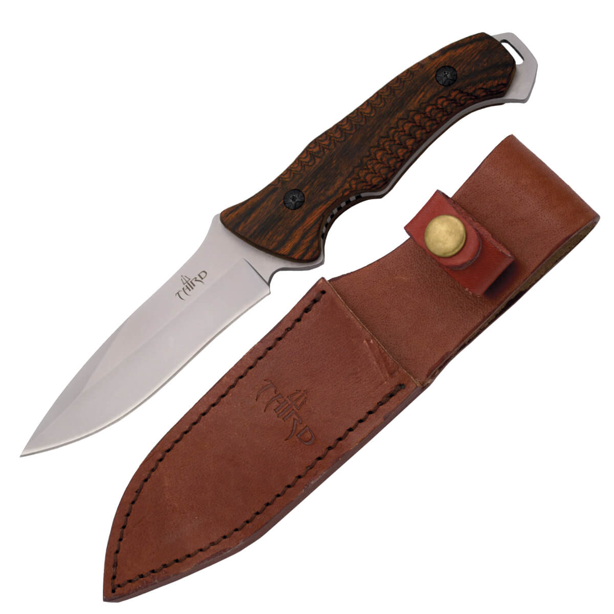 Cuchillo de caza con mango de madera pakka y hoja de 12.5 cm H0738RD