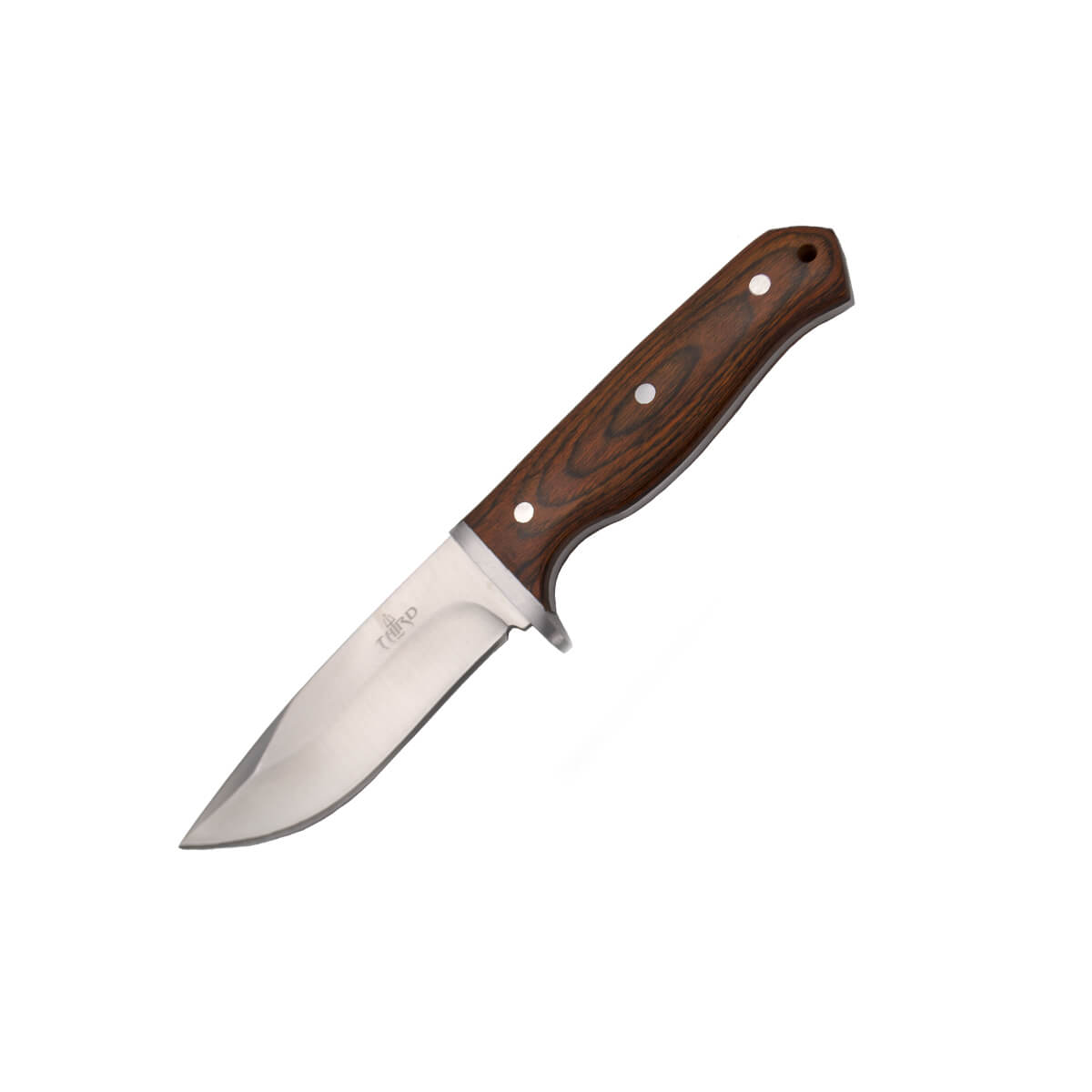 Cuchillo de caza enterizo con hoja de 10.6 cm y mango de madera c...